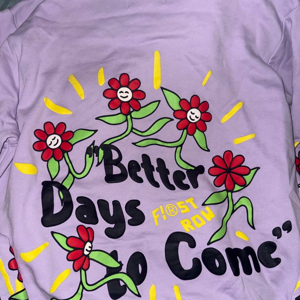 First row textured Floral Graphic Sweatshirt - Purple